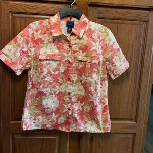 Charter Club Golf Womens Pink floral short sleeved blouse Size 10